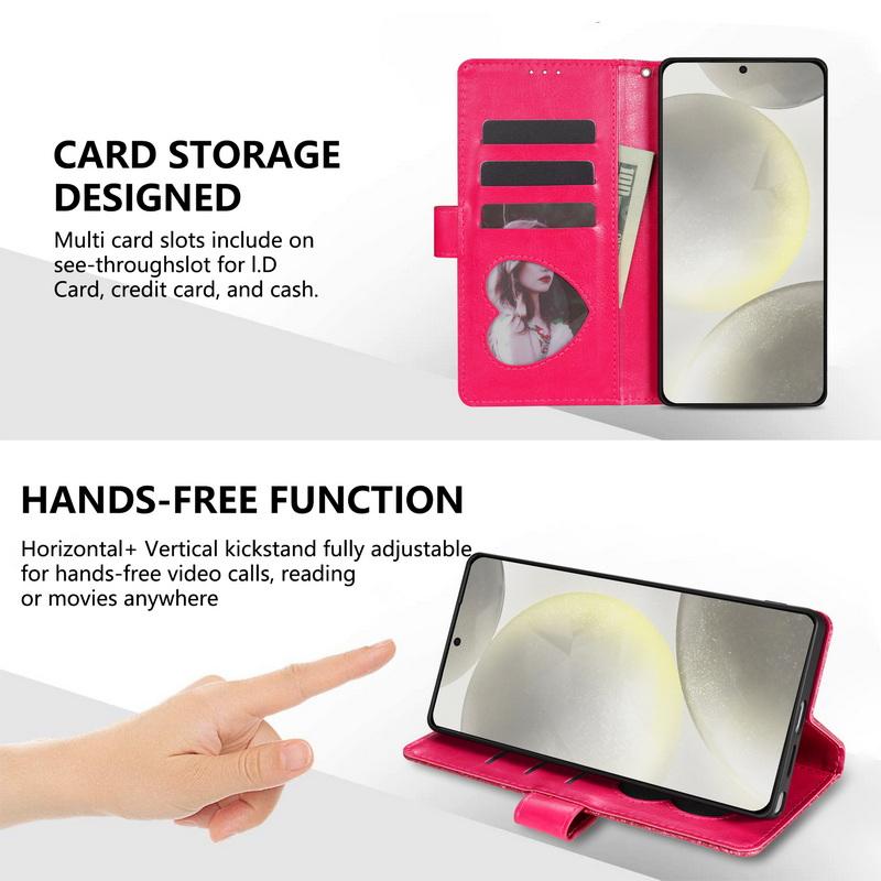 Custodia a Portafoglio Flip in Pelle con Zip Glitterata Per Samsung A57 A37 A17 A56 A36 A26 A16 A55 A35 A25 A15 A54 A34 5G S21 FE S22 S23 S24 Plus S25 Edge S26 Ultra