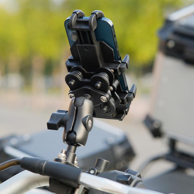 Universal Motorcycle Bike Handlebar Mobile Phone Holder Bicycle Riding Navigation Bracket GPS Shockproof Rearview Mirror Stand