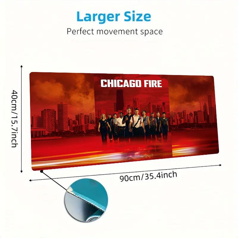 Chicago Fire Large Size Mouse Pad Large Gaming Table Cushion Nonslip Laptop Tablet Big Mousepad Xxl Mat Mini Pc Playmat With Lock Edge