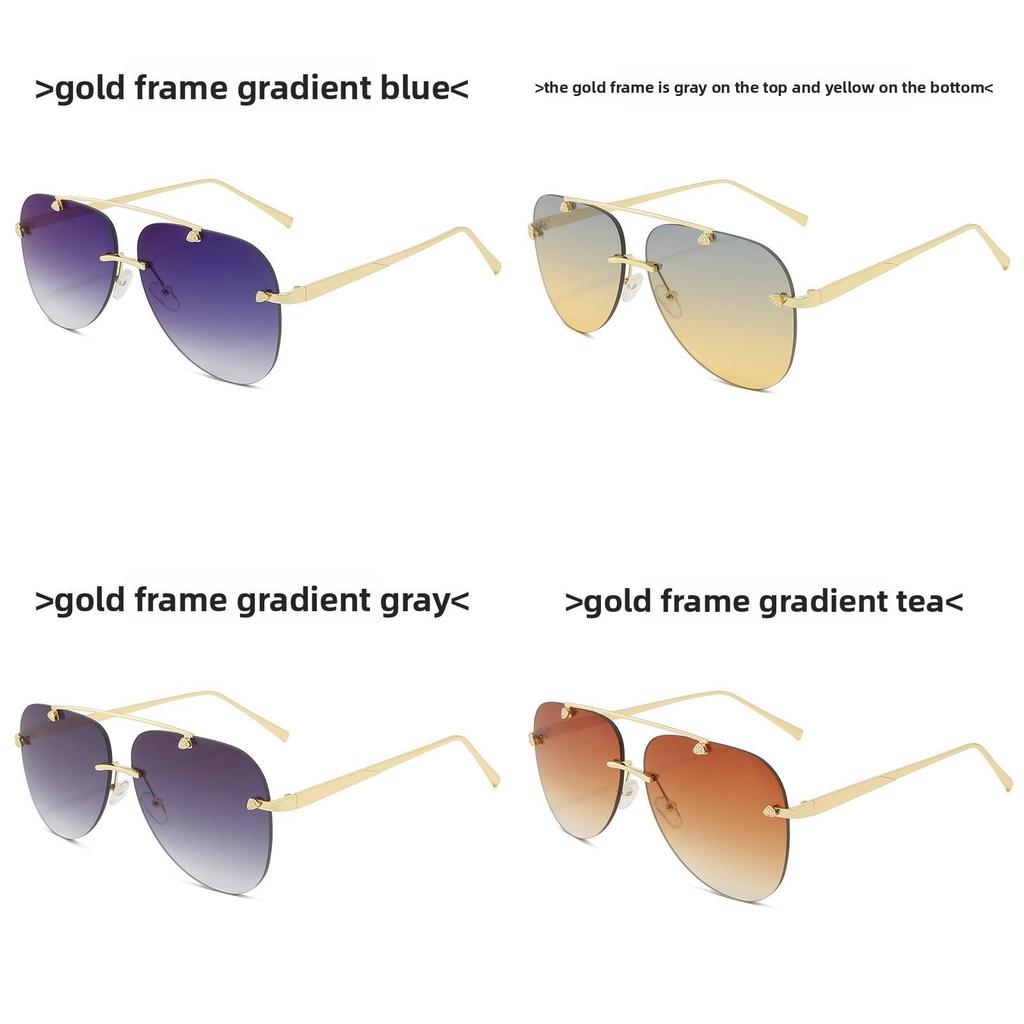 Fashion Metal Frameless Frog Eyes With Gradient Sunglasses For Outdoor Sun Protection And Driving