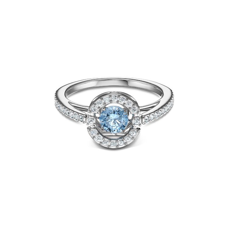 Swarovski Sparkling Dance Heartbeat Crystal Ring Women ring Blue 5537057 Box (Random Color),55