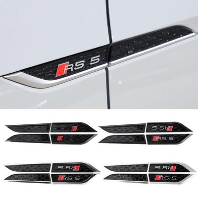 For RS3 2pcs 3D ABS RS5 Badge Car Fender Side Wing Emblem Sticker Auto Refit Decals for Audi A5 A6 C5 C6 C7 A7 A1 A3 8P A4 B5 B6 B7 B8
