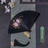 Chinese Style All-Bamboo Classical Fan for Women, Japanese-Style Ancient Classical Black Folding Fan, Bamboo Fan for Hanfu Dance, Portable and Easy