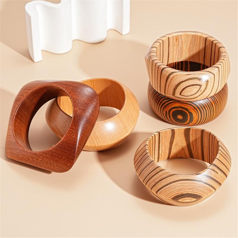 Geometrisches Armband Handgefertigt Natürliches Holz Armreif Retro Handgelenk Schmuck Für Frauen Mode Accessoires