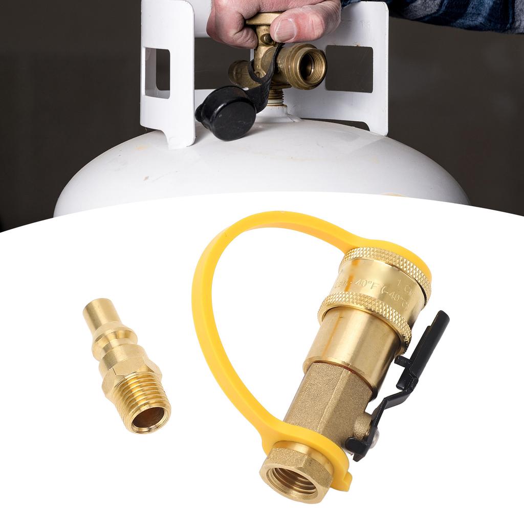 Gas Quick Connect Fitting with Shut-Off Valve Hose Adjustment
