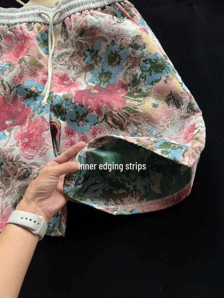 Men's Retro Floral Tie-Dye Mid-Length Summer Beach Shorts