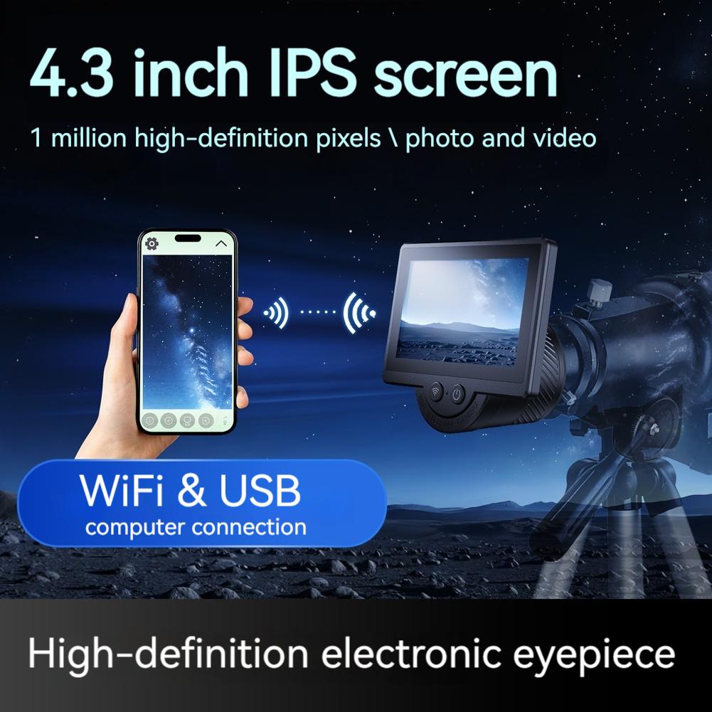 WiFi Electronic Eyepiece 1080P Telescope Camera Eyepiece with 4.3 Inch IPS Screen for Astronomical Telescope