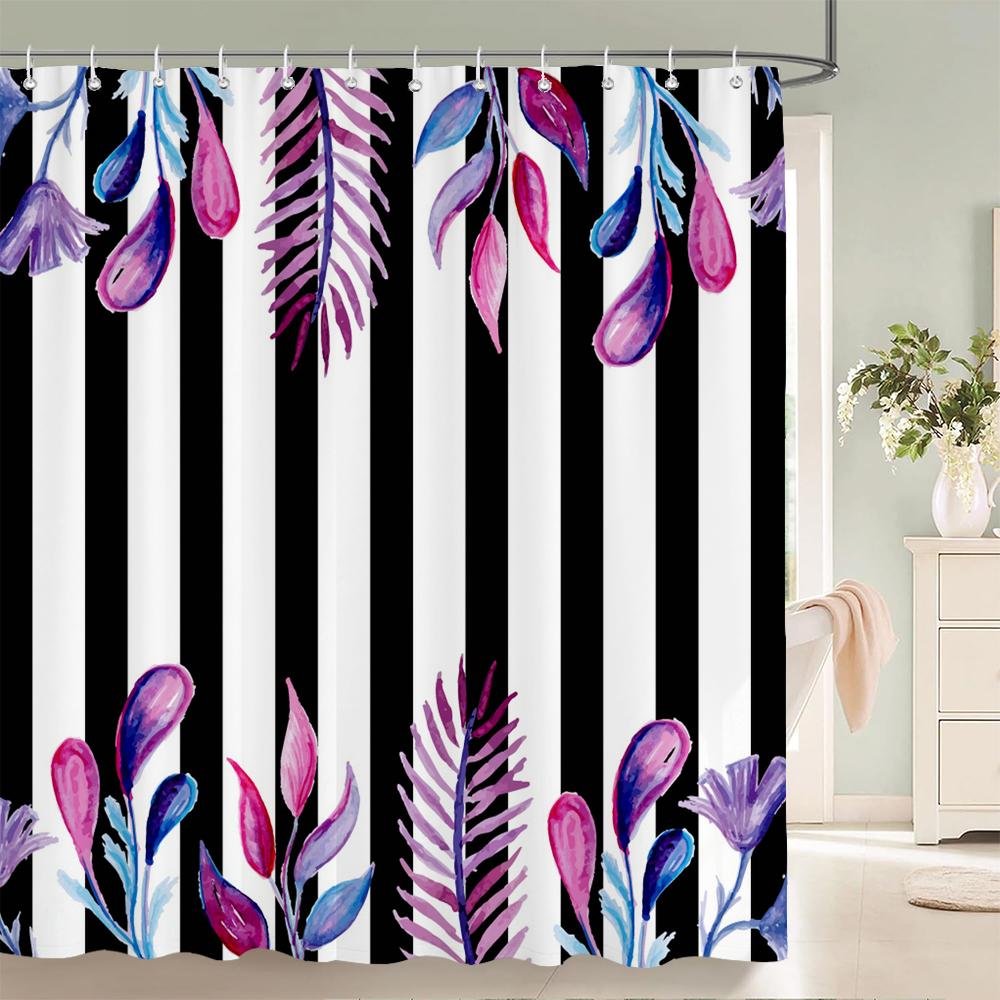 Flowers Plants Waterproof Shower Curtains Bathroom Shower Curtains 3d Fabric Bath Curtains With Hooks Shower Curtain or Mat W90xH180cm