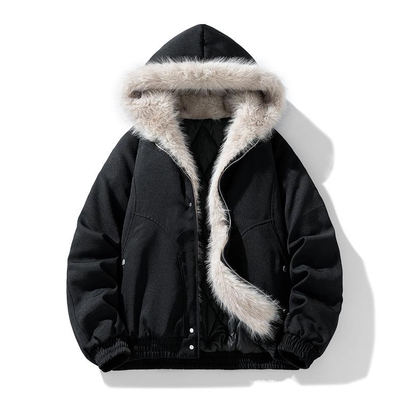 2025 A/W Dicke Schneeadler Pelzkragen Bügelfreie Lockere Baumwolljacke MY002