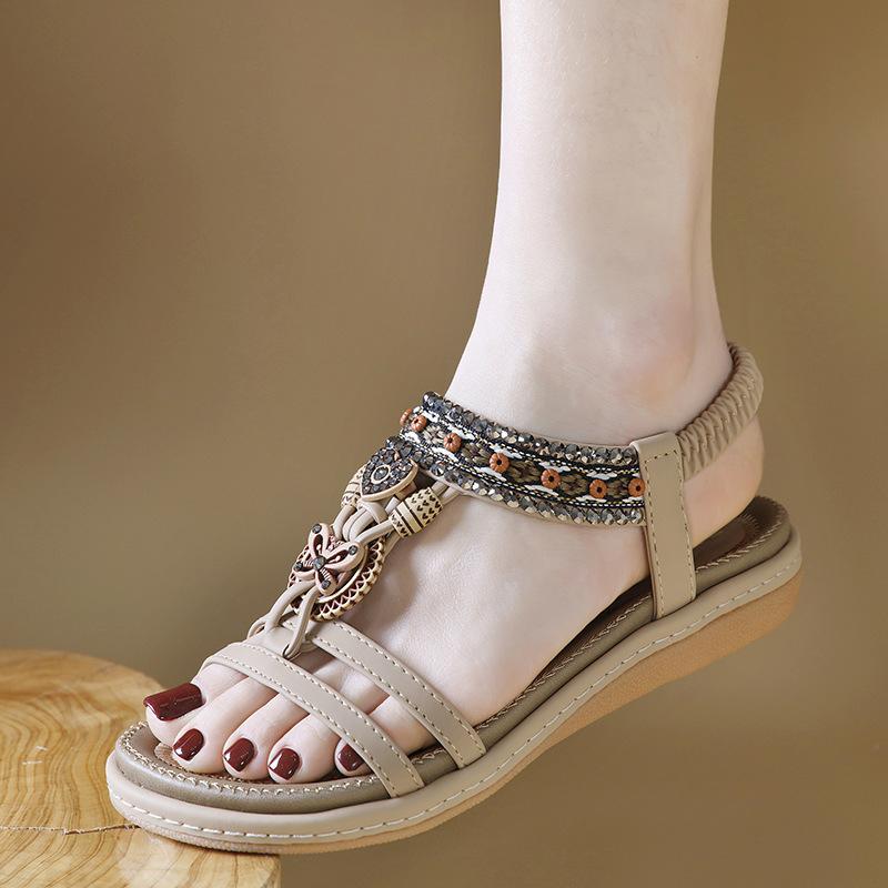 Spring And Summer New Lightweight And Comfortable Flat Sandals For Women's Elastic Bands And Versatile Fashion Trendy Sandals