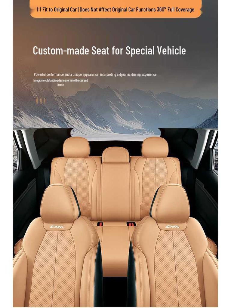 Breathable Perforated Leather Seat Covers for 2023-2025 Geely Boyue L: Full Coverage, Four Seasons Cushion