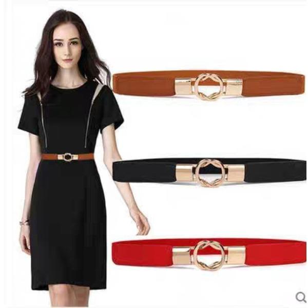 New Buckle Elastic Belt Waist Seal Temperament Versatile Retro Belt Buckle Women's Belt