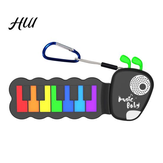 Imaginative Play Piano Mini Keychain Piano, Silicone Percussion Educational Fun Foldable Pocket Keyboard Portable for Kids, Stress Relief Music A