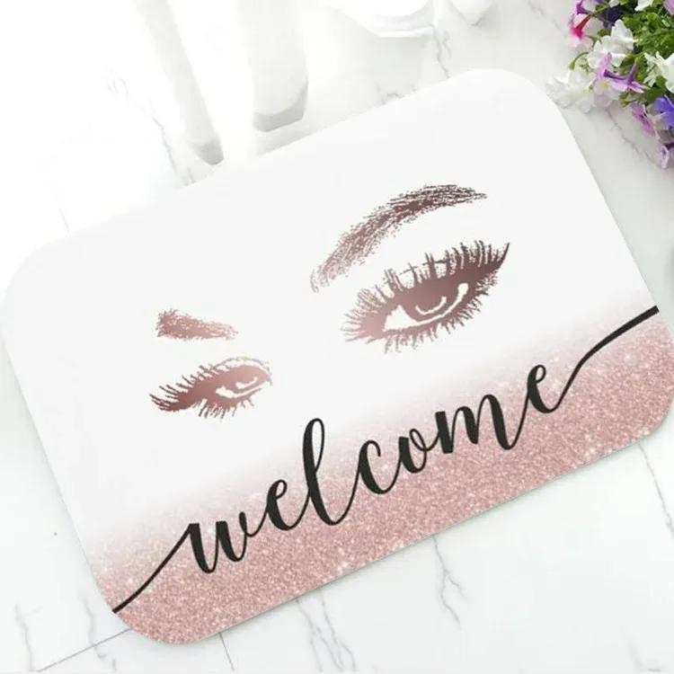 Fashion Rose Gold EyeLash Welcome Mat Bedroom Hallway Entrance Floor Mats Carpet for Living Room Soft Anti-slip Area Floor Rugs