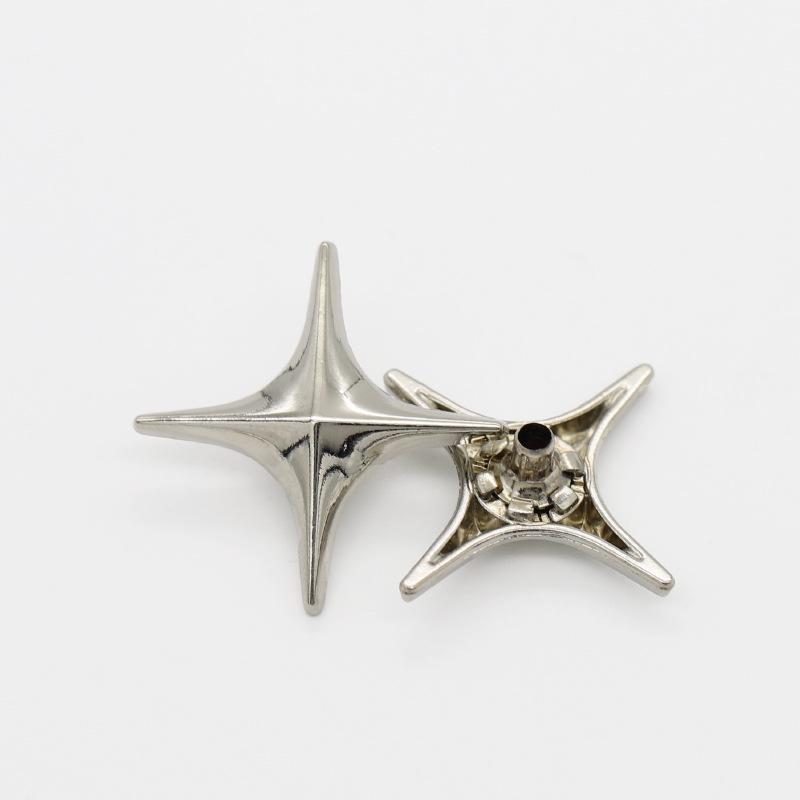 Four-pointed Star Snap Button Jacket with Cross Flower Decoration