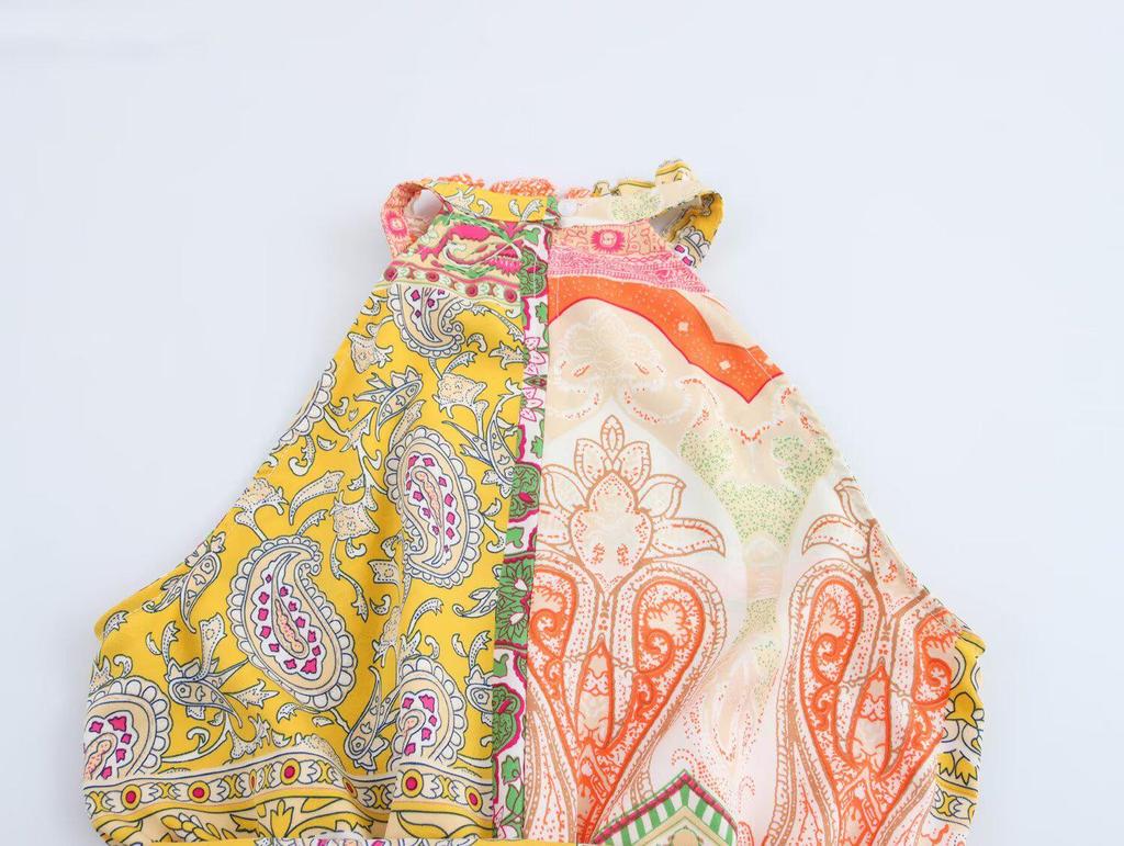 2025 Spring Women's European & American Style Stand-Up Collar Irregular Waist Long Dress