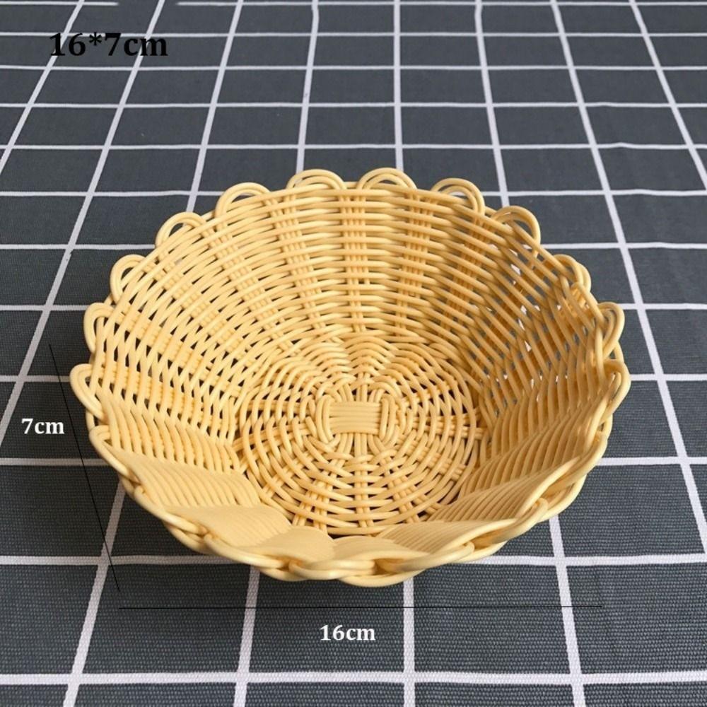 Multistyles Imitation Rattan Fruit Plate Retro Woven Multipurpose Storage Rattan Woven Tea Tray Creative House Candy Packaging