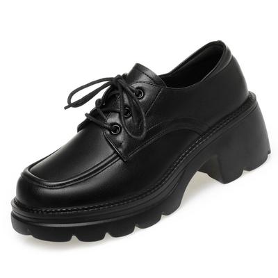 5.5cm British Style Deep Mouth Retro Comfortable Shoes Thick Bottom Platform Oxford Shoes Autumn High Heel Shoes Office Mom
