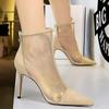 Shoes Mesh Hollow Women Boots Smmer Breathable Sandals Boots High Heels Stiletto Pointed Toe Short Boots Party Shoes NEW
