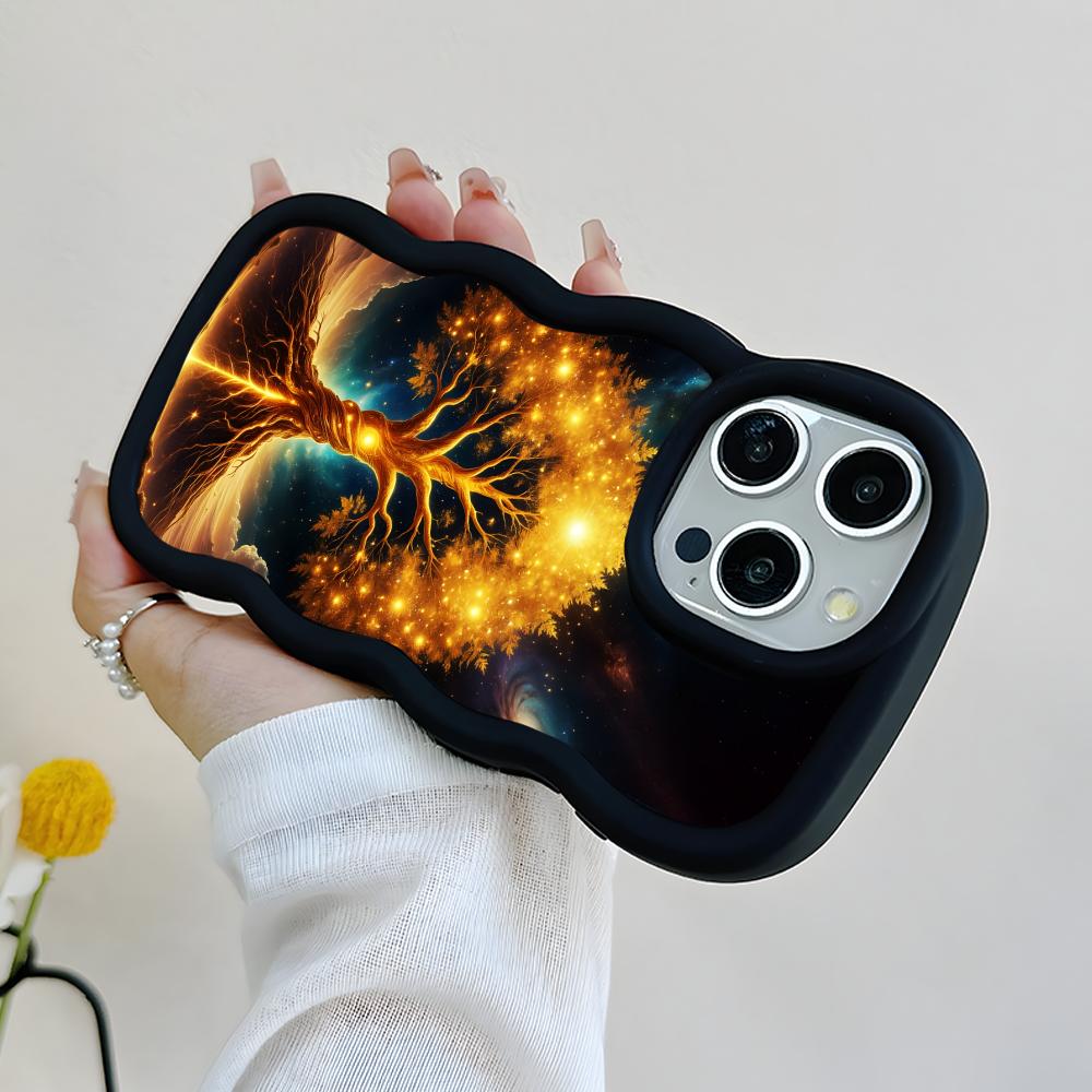 World Life Tree Mobile Phone Case for iPhone 17 16 15 14 13 12 11 Air Pro Max Plus Wavy Edge TPU Colorful Cover Luxury Cover