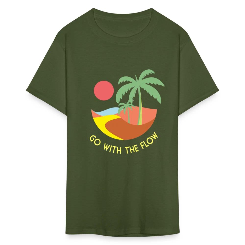 Go With the Flow shirt Surfboard Surfing Beach Summer T-Shirt Size S-6XL XXXL
