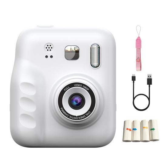Vaikų momentinis fotoaparatas su 2 colių IPS ekranu 1080P Nešiojamas kelioninis vaizdo įrašymo įrenginys Mažylių momentinis skaitmeninis spausdinimo fotoaparatas Žaislas su nuotraukų popieriumi