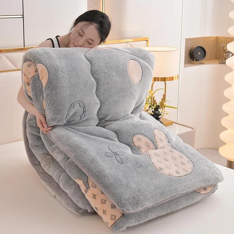 

Snowflake Skin-Friendly Milk Velvet Quilt Core for Bedroom Apartment Winter Thickeneded Warm 1.5/1.8/2/2.2m Bed Comforters 150x200cm 2kg