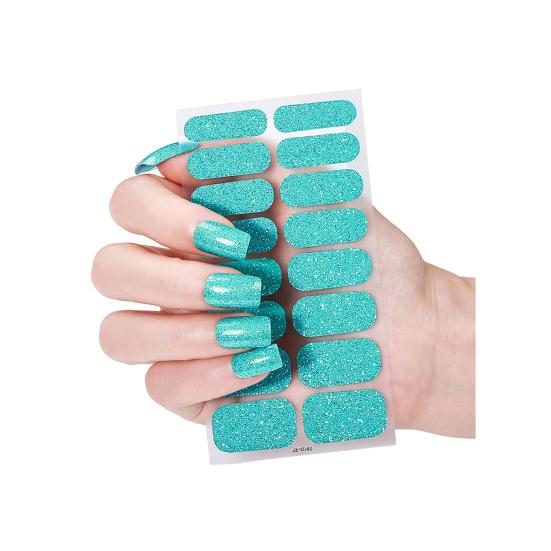 Glitter Nail Polish Strips with File Easy Apply Remove Self Adhesive Women Full Nail Sticker Home Manicure DIY Nail Art Decoration Wrap