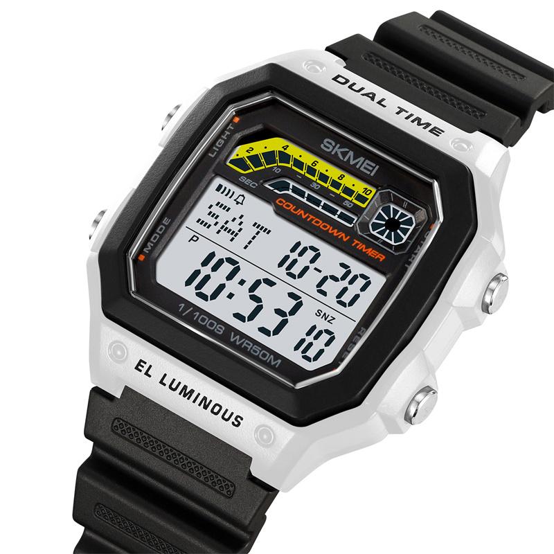 Skmei Shockproof Sports Watches for Mens Dual Time Zone LED Waterproof Stopwatch Alarm Clock Male Digital Wristwatch with Date