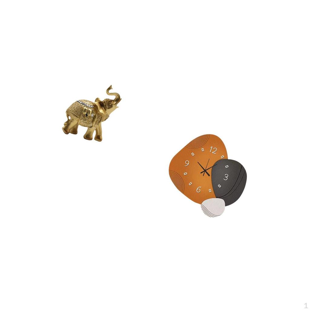 Elephant Resin Art Sculpture Ornament And Wall Clock Decorative Figurine for Bedroom Bathroom