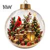 Decorative Acrylic Christmas Ornaments Tree Crystal Ball Pendant with LED Light, Built-in Christmas-themed Theme Hanging Charms Pattern Design,