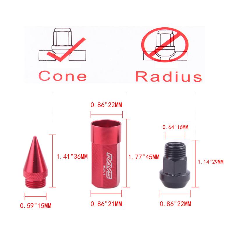 Racing Composite Nut Anti Theft Alloy Aluminum Lock Wheel Lug Nut Bolt With Spikes 80mm