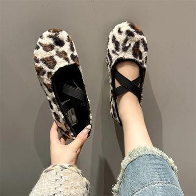 Moda 2024 Scarpe da Donna Fascia Elastica Ballerine da Donna Hot Sale Punta Rotonda Ballerine Casual Donna Nuovo Stampa Leopardo Ballerine Tacco Basso