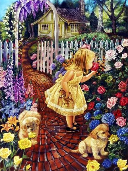 Full Drill Diamond Painting Children Diamond Embroidery Garden Mosaic Portrait Cross Stitch Children's Room Decor