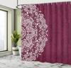 Burgundy Mandala Shower Curtain Boho Floral Pattern Elegant Bathroom Decor Linen160X180