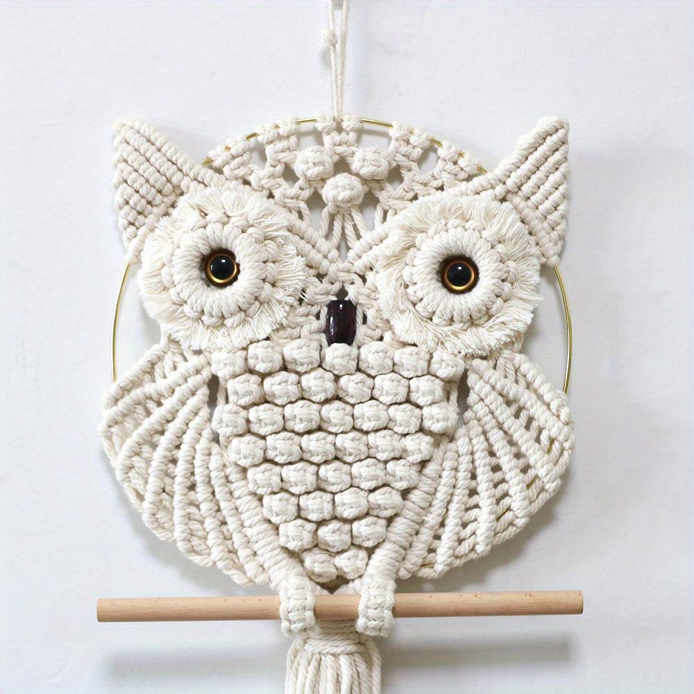 1PC Owl Handwoven Tapestry Wall Decor Bohemian Nordic Style Home Decor Tapestry Cotton Rope Suitable for Gifts for Friends, Colleagues and Family