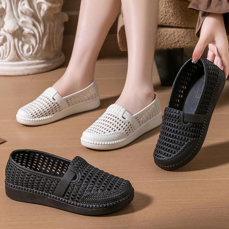 New Women's Cave Shoes Summer Breathable Cutout Flat Women's Shoes Fashionable Casual Soft-soled Sandals Women's