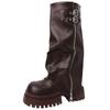 Pant Pants Boots Knight Boots Fashion Autumn New Versatile Folded Belt Buckle Thick-soled Heightening Boots Women