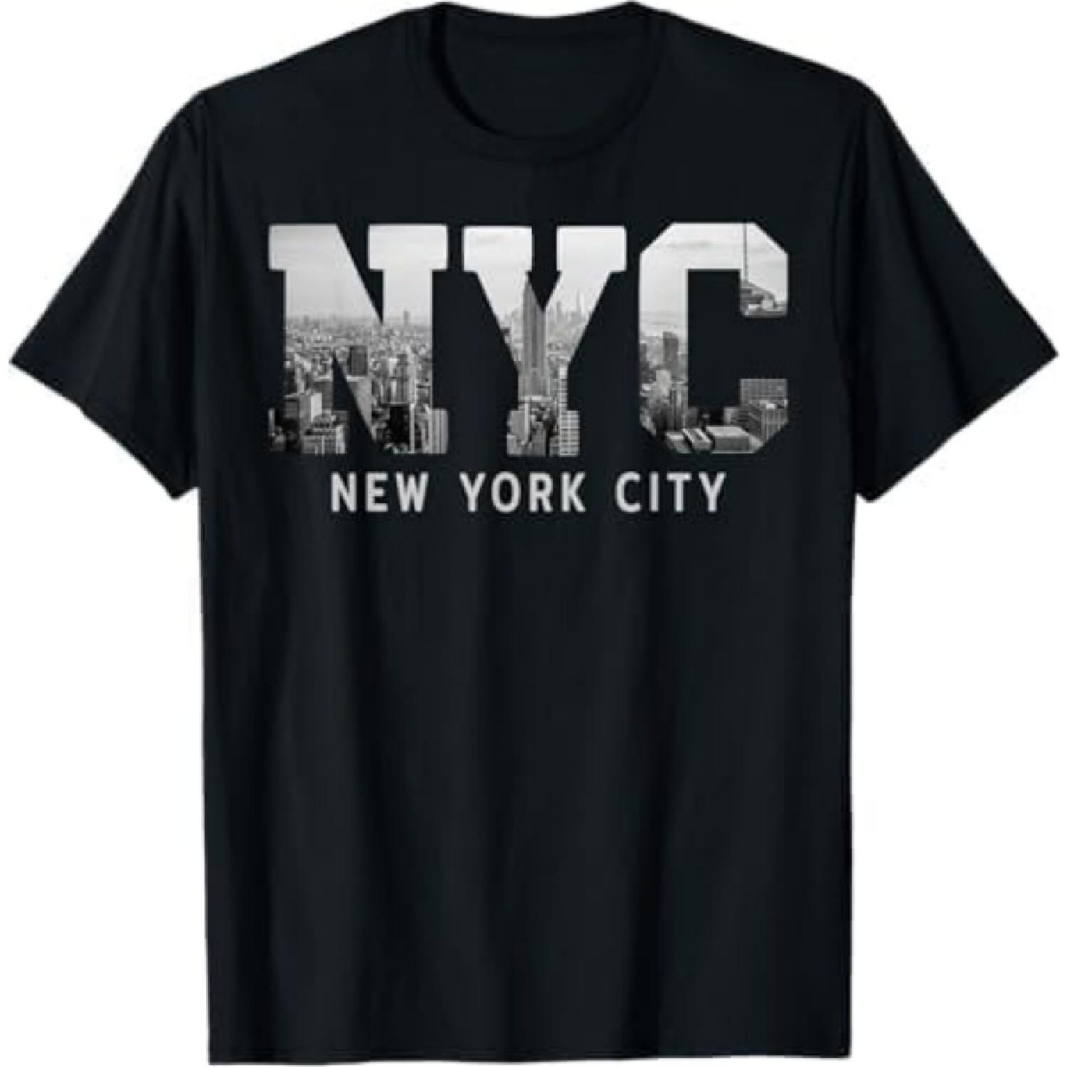 

New York City Iconic Skyline T-Shirt Big Apple State NYC Classic Gift Shirt Women Men Graphic Tees XXXXXL чорний