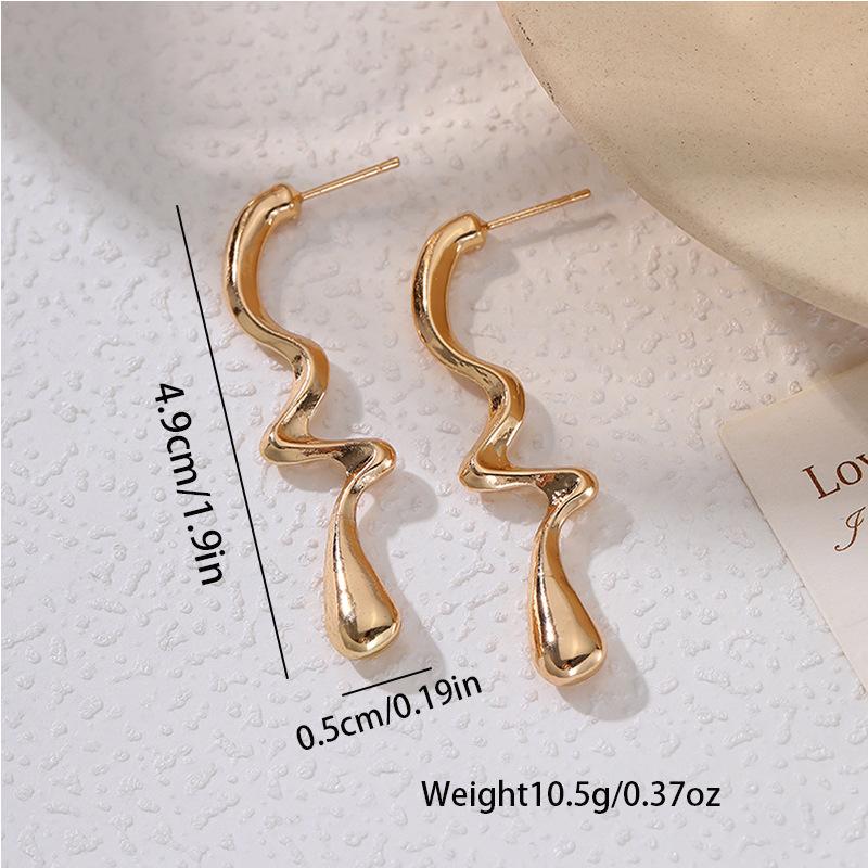 Einfache unregelmäßige Linien, Wassertropfen-Ohrringe, Schmuckstücke, modische und vielseitige neue Stecker für Damen