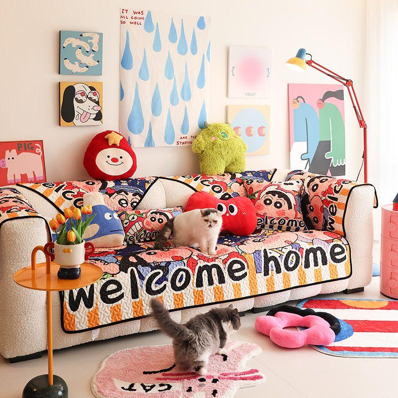 

Dopamine Sofa Cushion 2025 New Arrival All Year Round Neutral Cute Cushion Fabric Non Slip Straight Row Combination Sofa Towel Cover New Help [All Year Round Wash]] 70 * 70cm