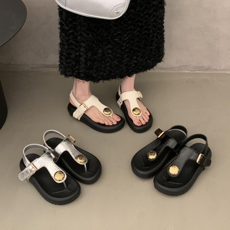 Thick-soled Heightening Sandals Women's 2025 New Summer Retro Versatile Skirt Toe Beach Roman Shoes