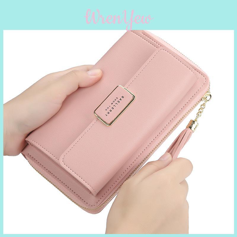 Womens Multifunctional Pu Leather Long Wallet With Durable Zipper And Slim Design