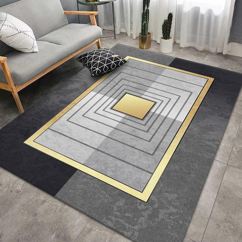 Living Room Geometric Carpet Floor Mat Modern Black Fashion Lines Living Room Carpet