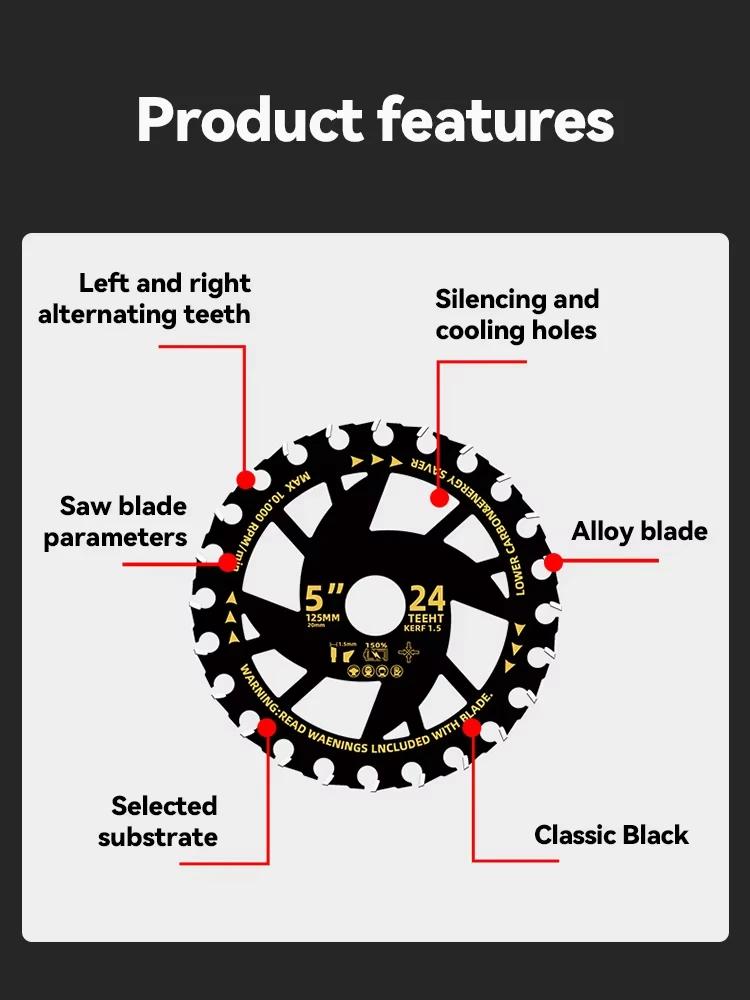 Xiaomi Efficient Energy Saving Lithium Saw Blades 5/5.5-inch Circular Saw Blade Wood Cutting Saw Blades Woodworking Alloy Grinder Blade