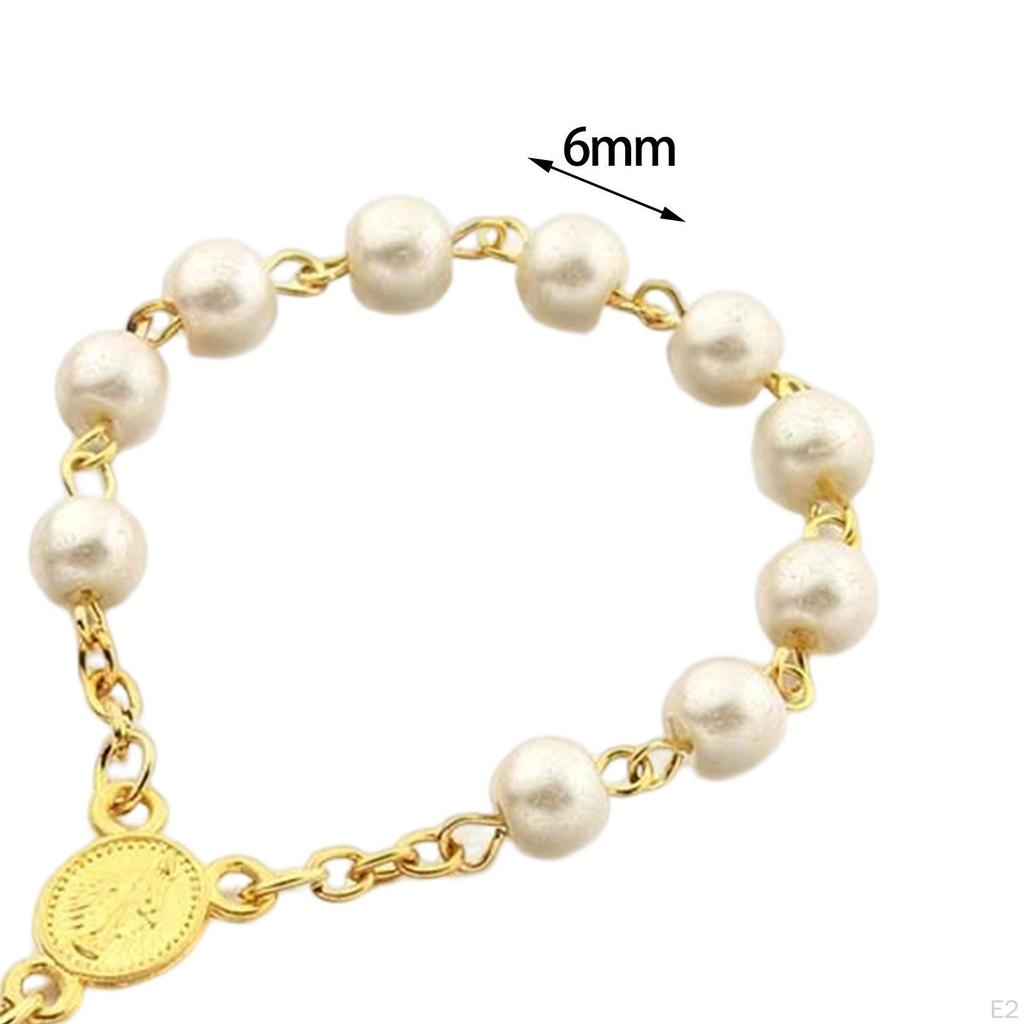 Religious Beaded Bracelet Pendant Gift Crafts Baptism Handmade Christmas