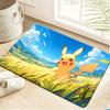Adventurer Pikachu Scenic Castle Town Print Soft Non-Slip Absorbent Indoor Home Entryway Bathroom Decor Doormat Rug