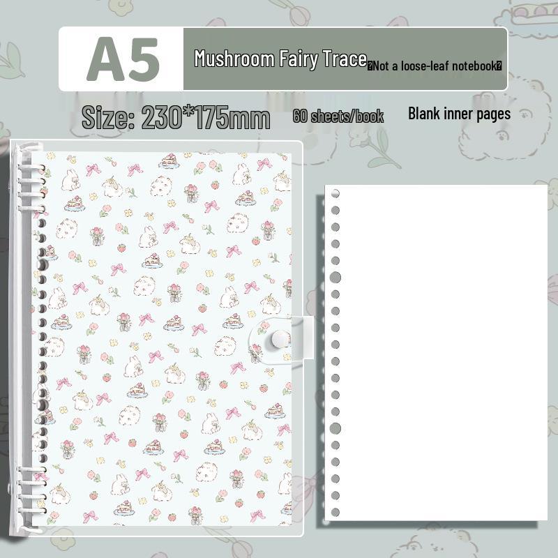 High-Value Cream Puff PVC Soft Transparent Loose-Leaf Notebook with Iron Clip - Girlish Diary