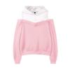 Ladies' Fashion Trend Off Shoulder Fake Two-piece Hooded Sweatshirt