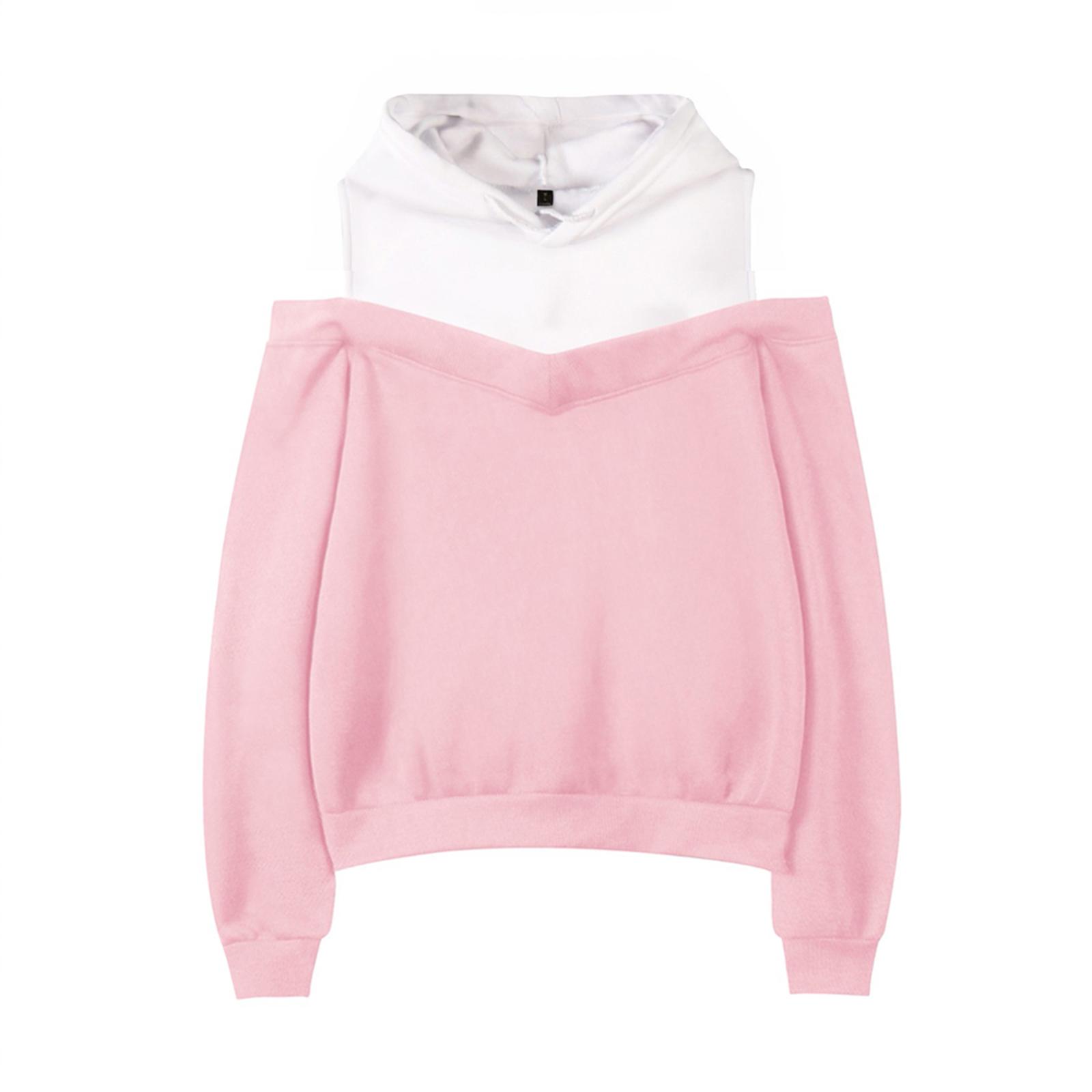 

Женский модный тренд толстовка с капюшоном в стиле «два в одном» с открытыми плечами S розовый